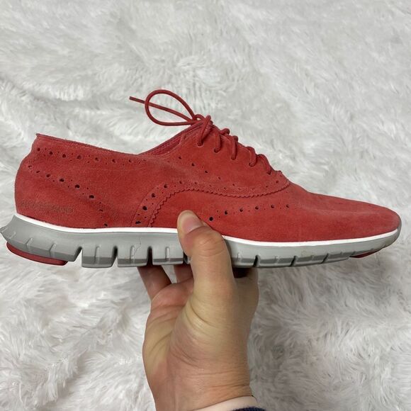 Cole Haan Zerogrand wingtip Oxford women's suede 8.5 B red orange - Picture 11 of 12